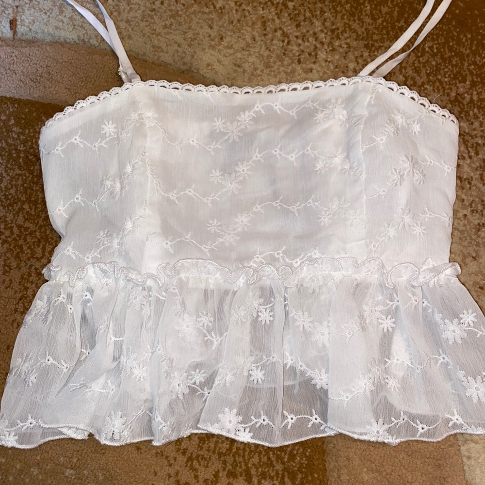 White Floral Crop Top